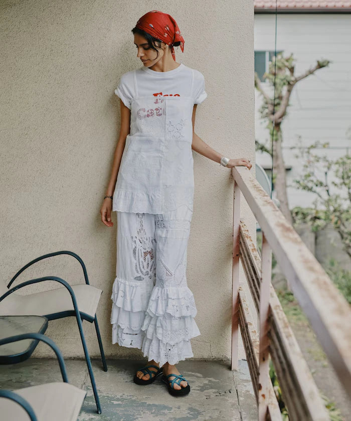 Vintage-Like Used Essence Print T-Shirt