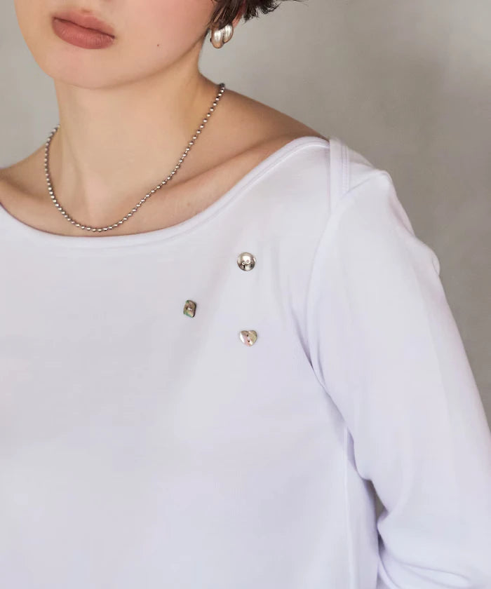 Many Button Cotton Modal Long Sleeve T-Shirt
