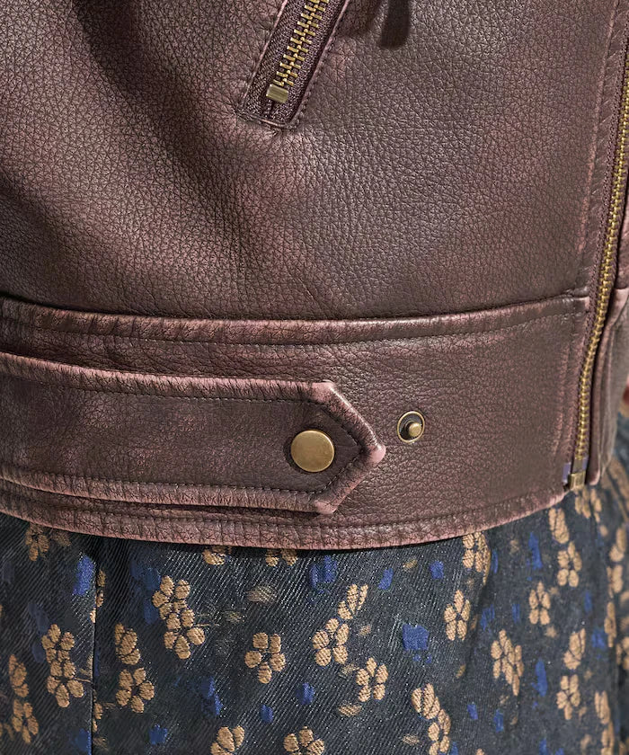 Vintage-Like Leather Double Riders Jacket
