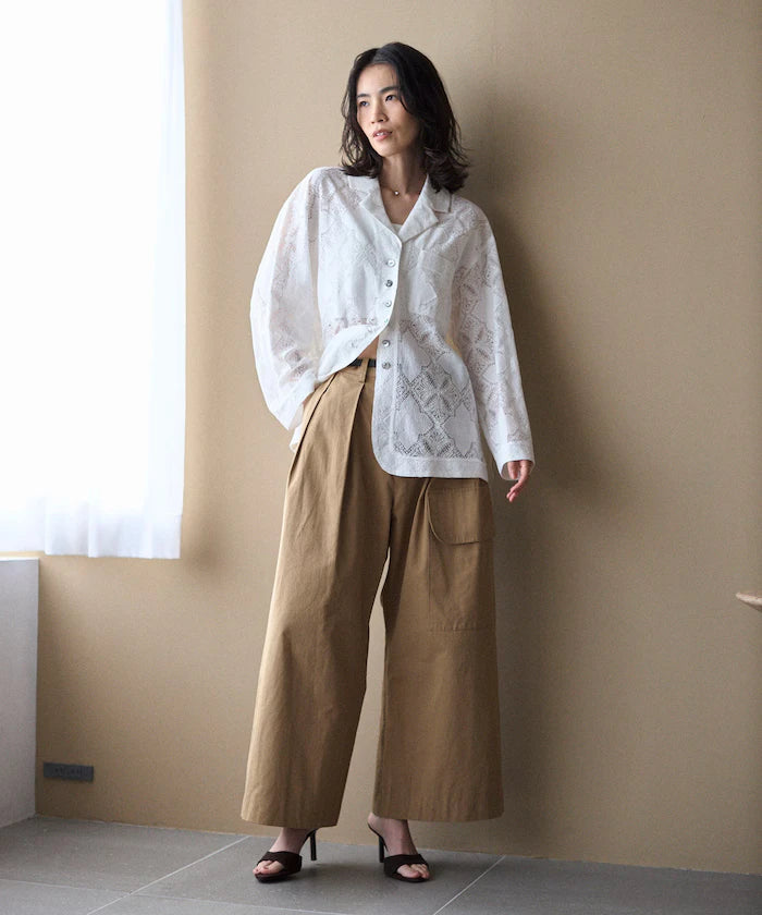 [February 12 12:00 Release] Panel Lace Shirt Jacket / Compatible with Setup
