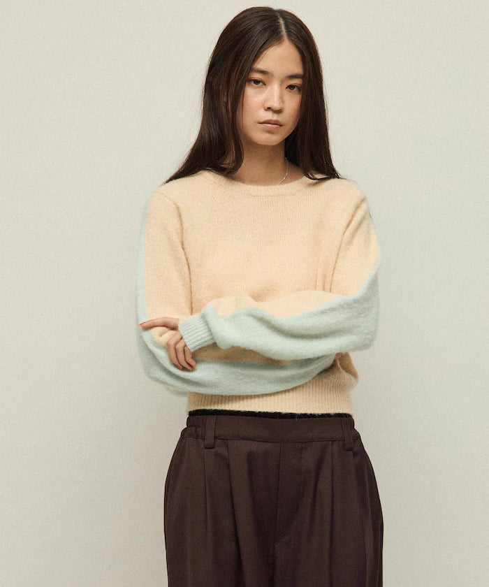 Alpaca Blend Bicolor Knit Pullover