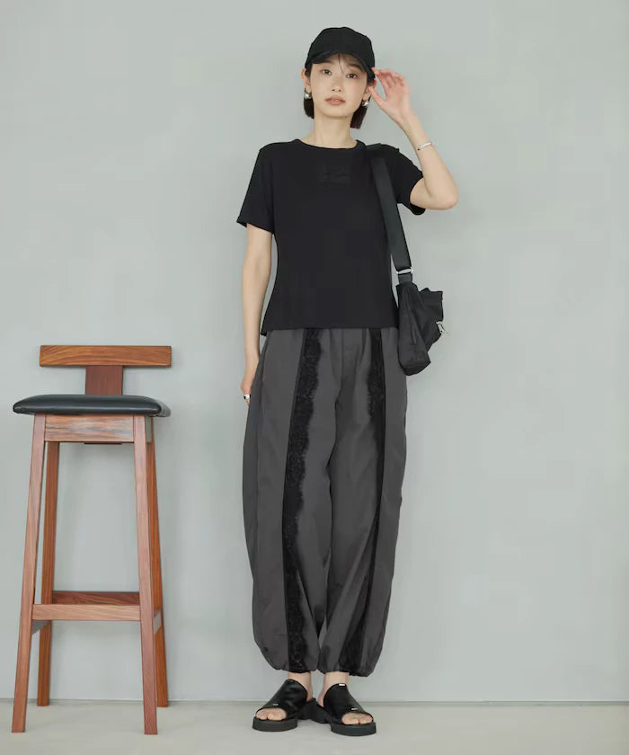 Nylon Lace Easy Wide Pants