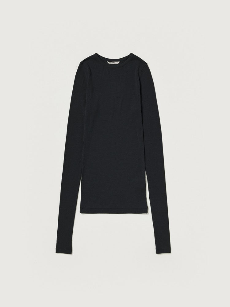 WOOL SILK SOFT RIB L/S TEE