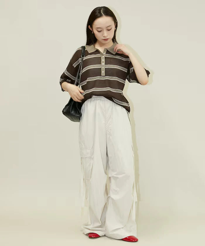 Sheer Border Short Sleeve Polo Summer Knit Limited Release