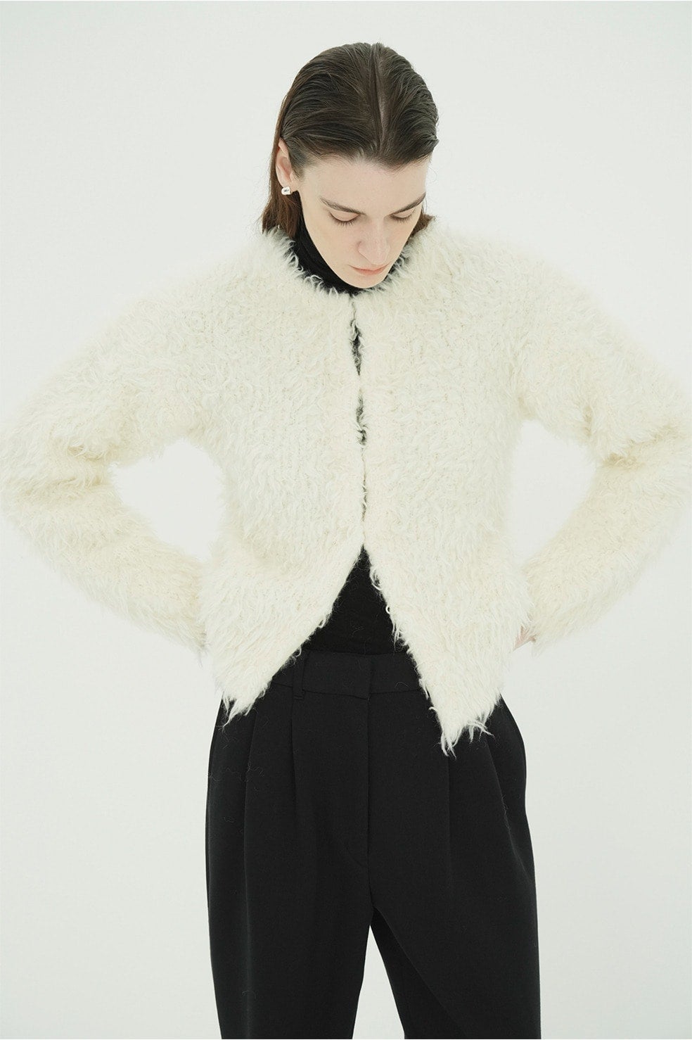 SHAGGY COMPACT KNIT CARDIGAN