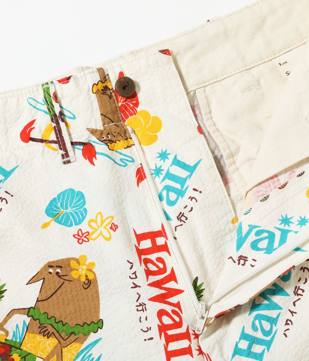 Cotton Seersucker Shorts "Trip To Hawaii" by Ryohei Yanagihara with Mookie