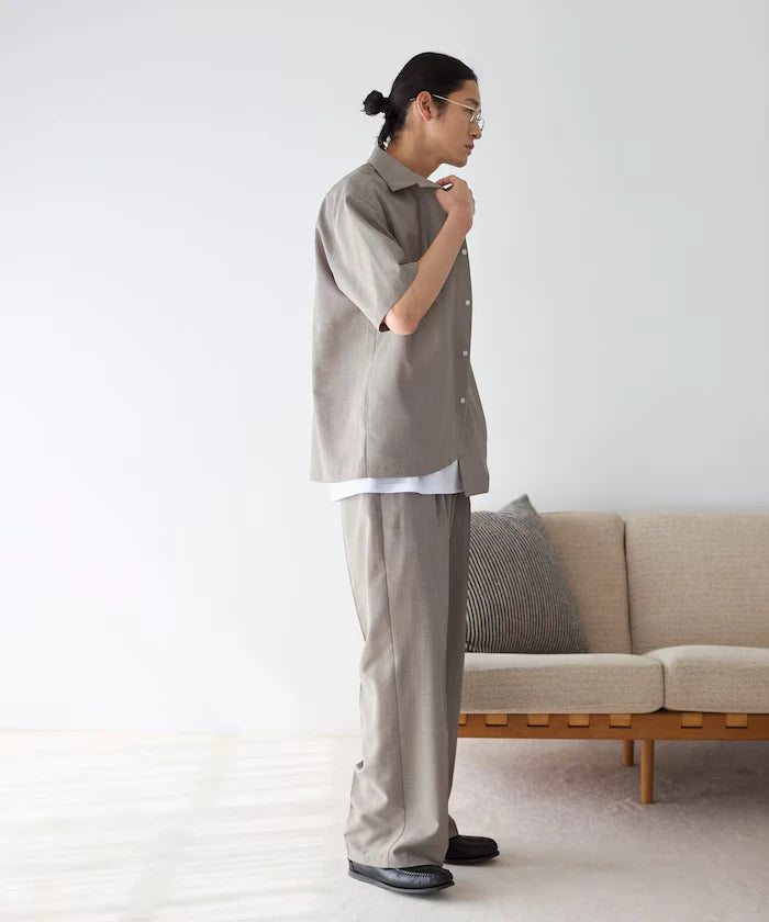 Functional Material Open Collar Short Sleeve Shirt Set 3 Piece Set / Washable / UV Cut / Quick Dry / Cooling Touch