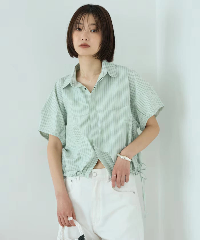 Switch Short Sleeve Hem Code Blouse