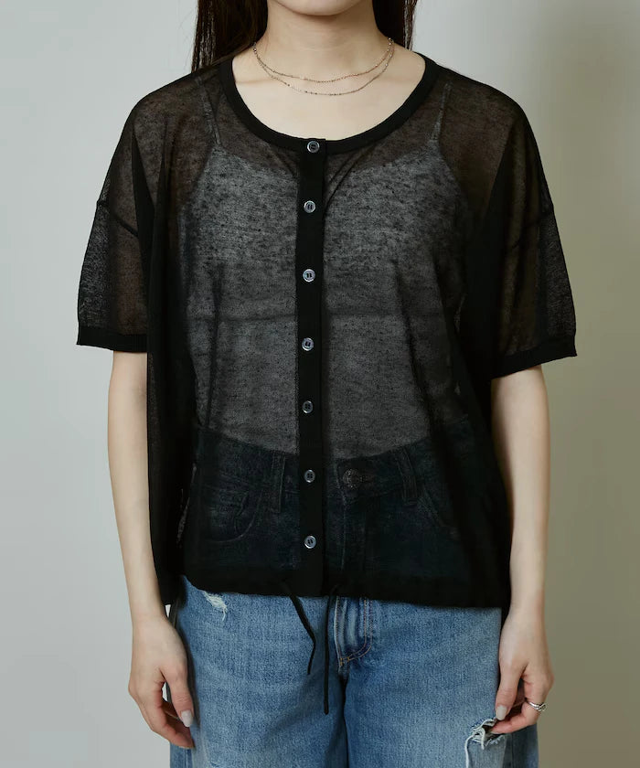 Washable Linen Hem Cord Summer Knit Cardigan Limited Edition