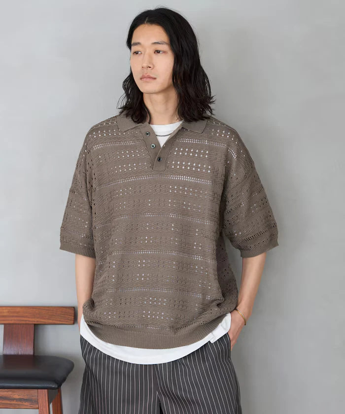 Big Silhouette Short Sleeve Knit Polo Shirt