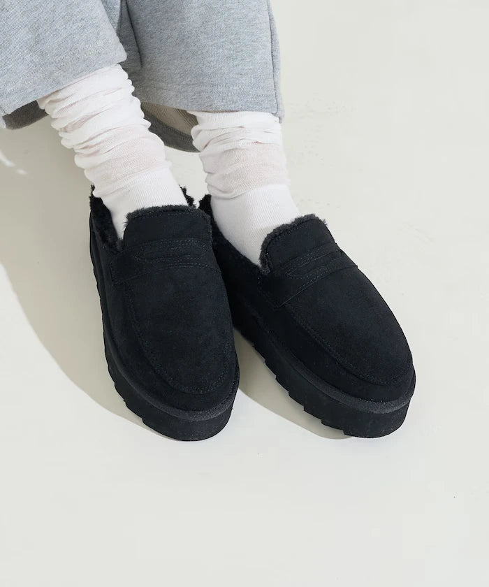 Thick-soled eco-fur loafers