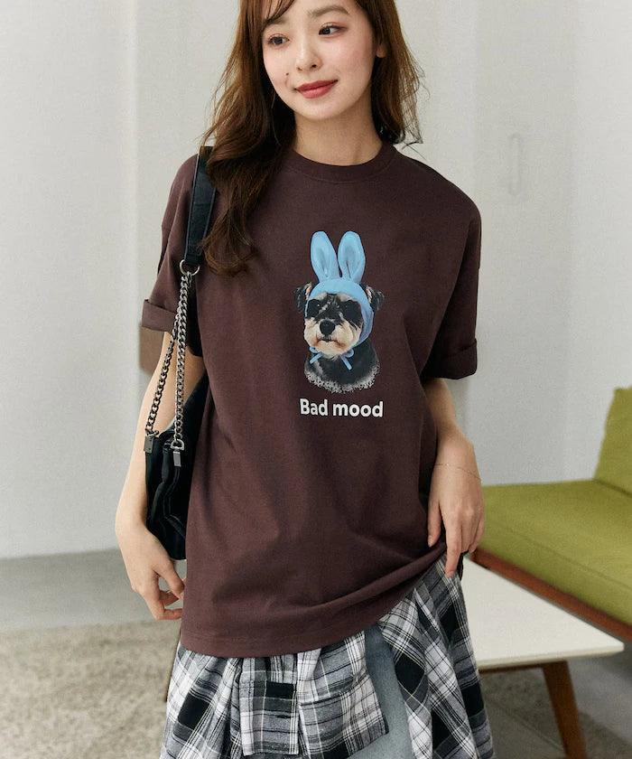 <Functional Material> Bad Mood Dog Print T-Shirt Limited Edition