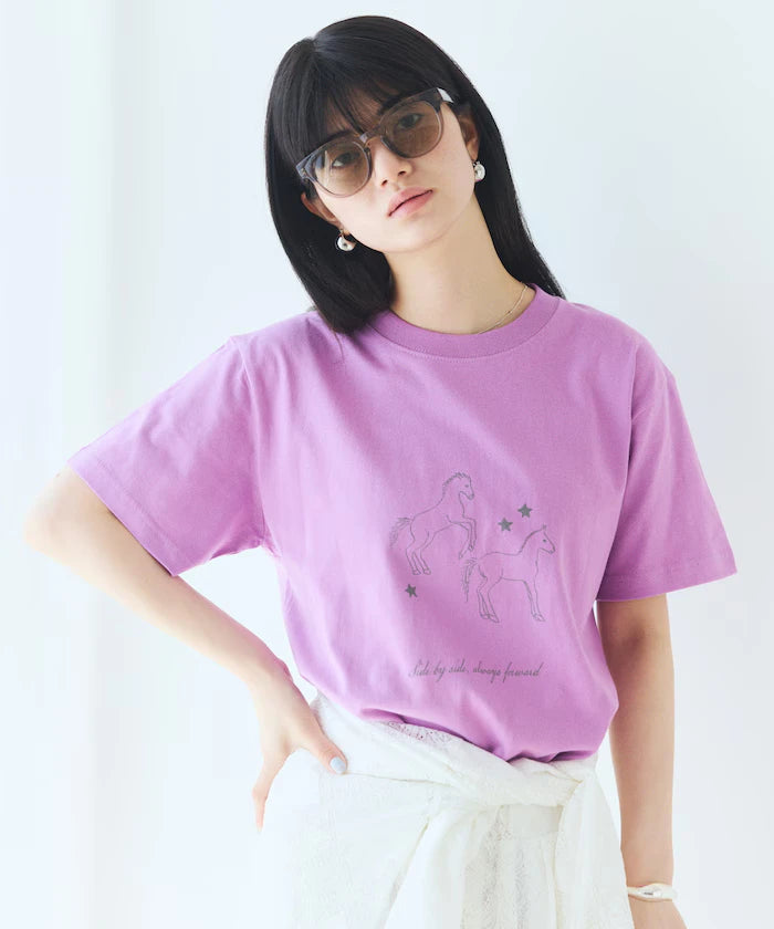 Comfortable Horse Print Crew Neck T-Shirt