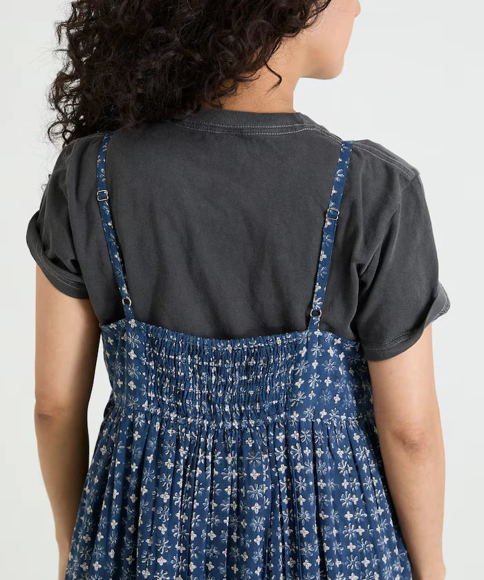 India Woodblock Flower Print Cami Dress