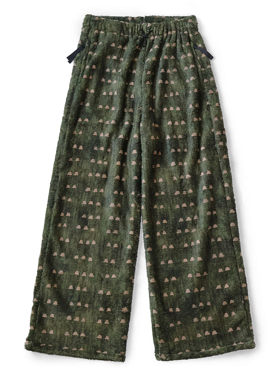 Iris Pattern Fleece Easy Straight Pants