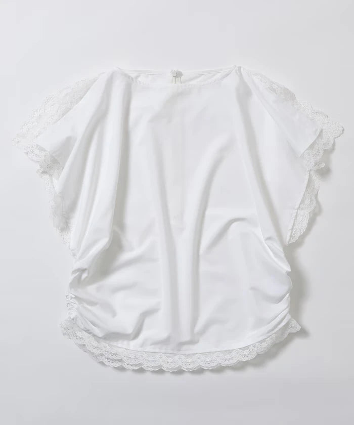Handkerchief Sleeve Shirring Blouse