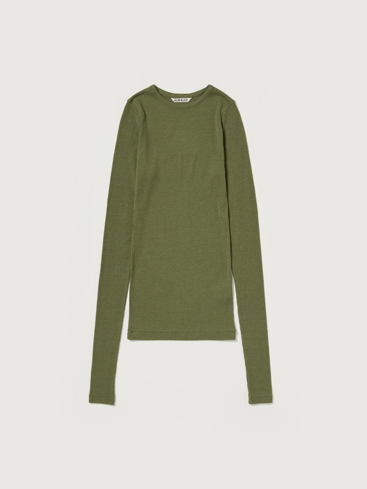 WOOL SILK SOFT RIB L/S TEE