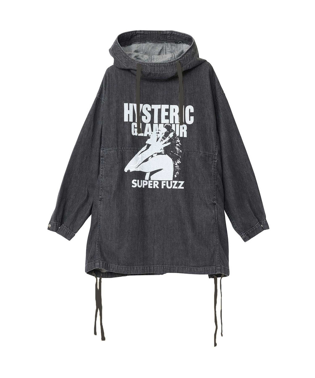FUZZY BEAT Hooded Denim Pullover