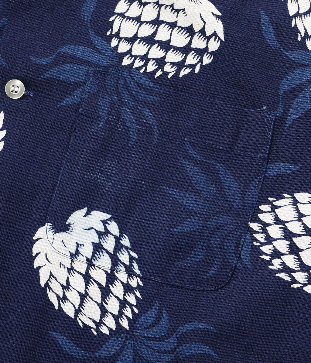 Duke Kahanamoku Indigo Cotton Hawaiian Shirt Duke's Pineapple