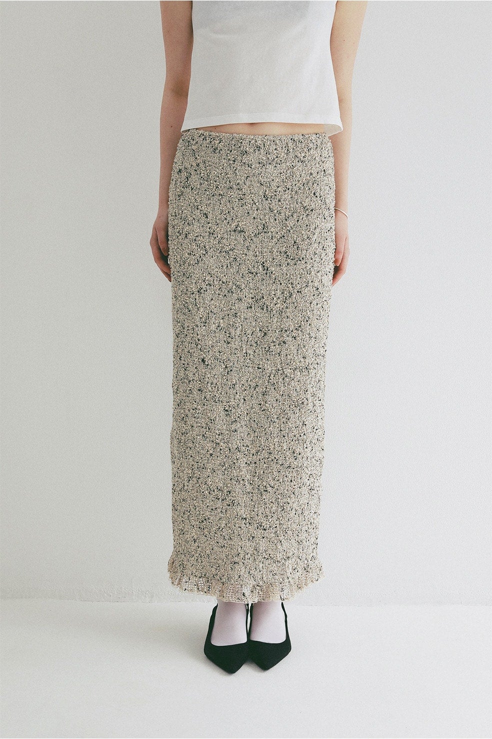 MIX MESH GATHER SKIRT
