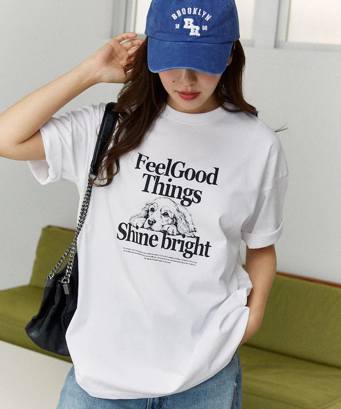 <Functional Material> Shime Bright Dog Print T-shirt Limited Edition