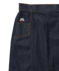 APPLE PANDA Embroidered Side Lace-Up Denim Mini Skirt