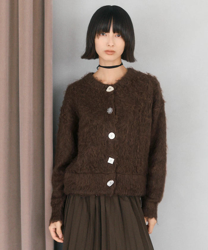 Variation Button Shaggy Knit Cardigan