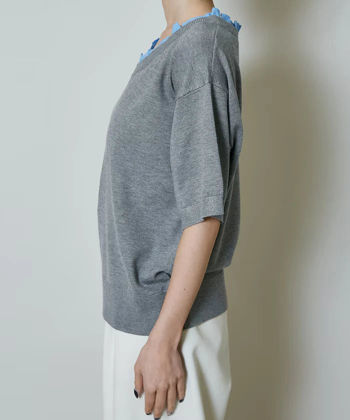 Shirt Frill V-Neck Half Sleeve Summer Knit Limited Edition