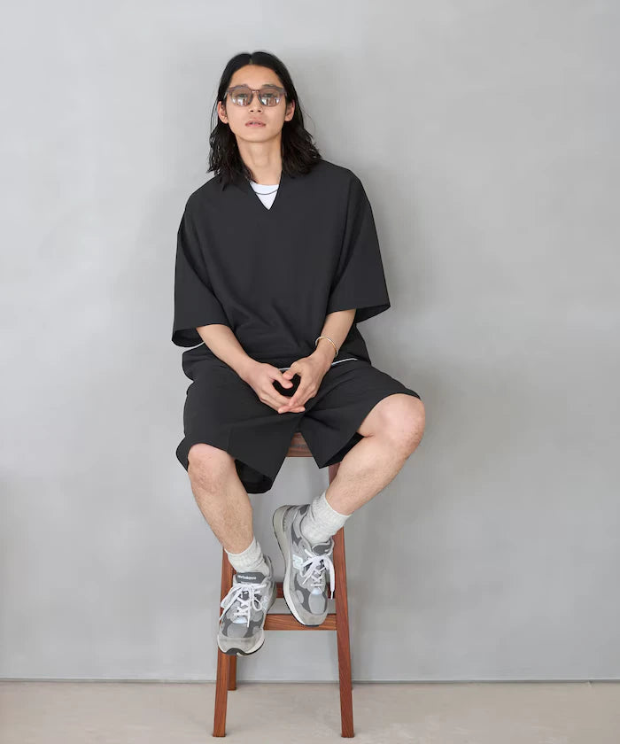 Functional Fabric Pullover Short Sleeve Shirt Set 3-piece Set / Washable / UV Cut / Quick Dry / Cool Touch