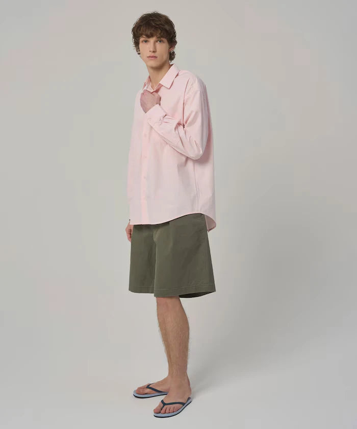 Nuance Color Oversized Regular Collar Long Sleeve Shirt
