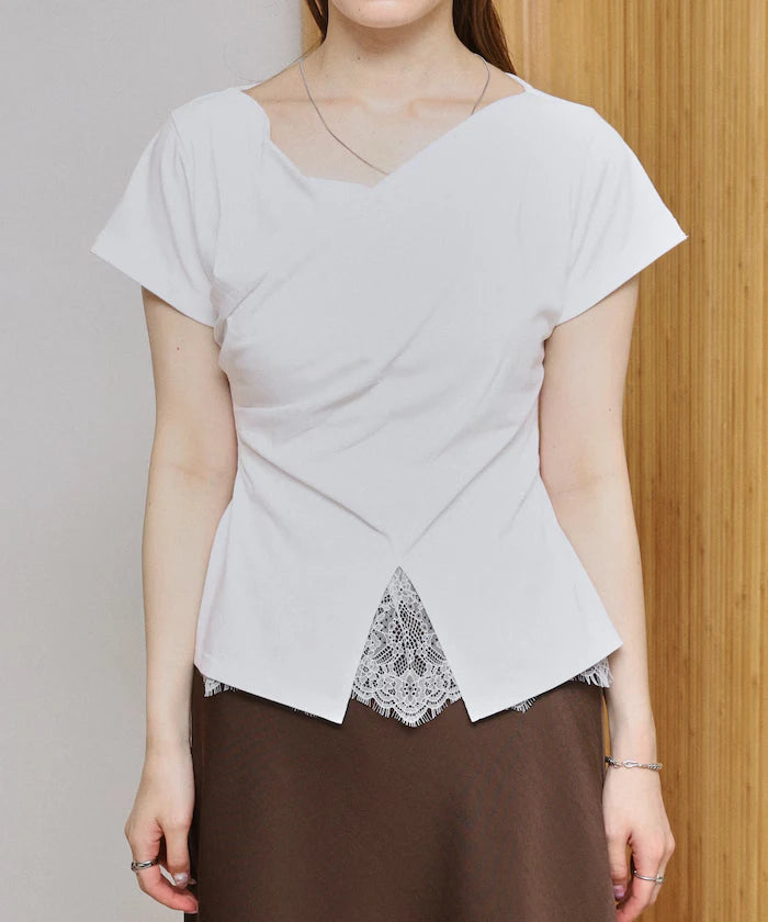 Lace Docking Draped Neck Top 【Limited Edition】