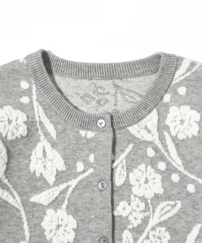 Flower Jacquard Knit Cardigan