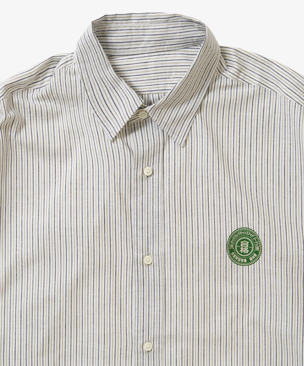 banshu ori wide shirt brown stripe