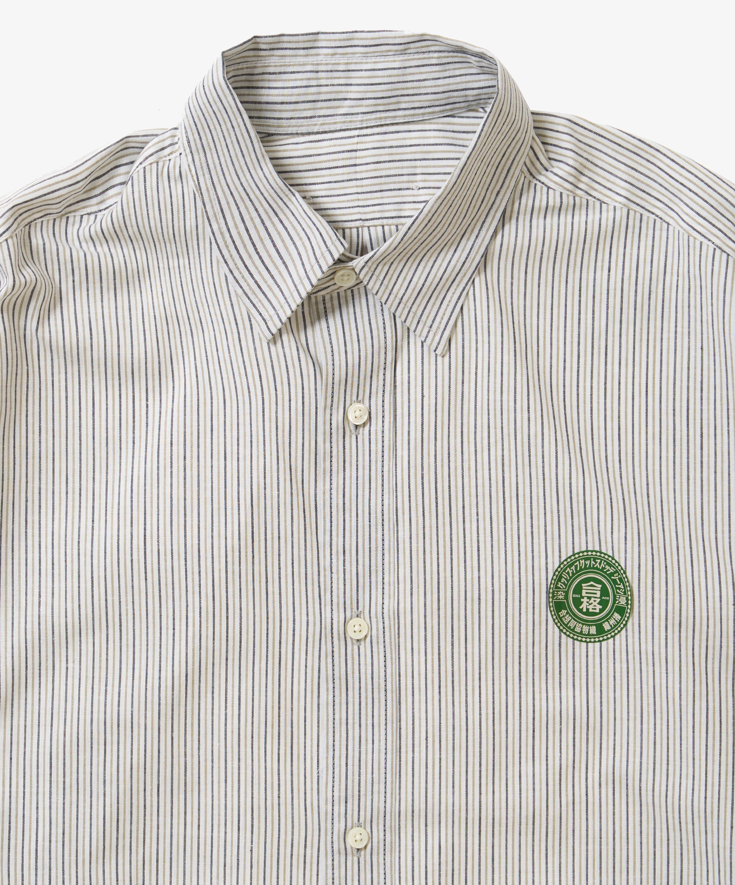 banshu ori wide shirt brown stripe