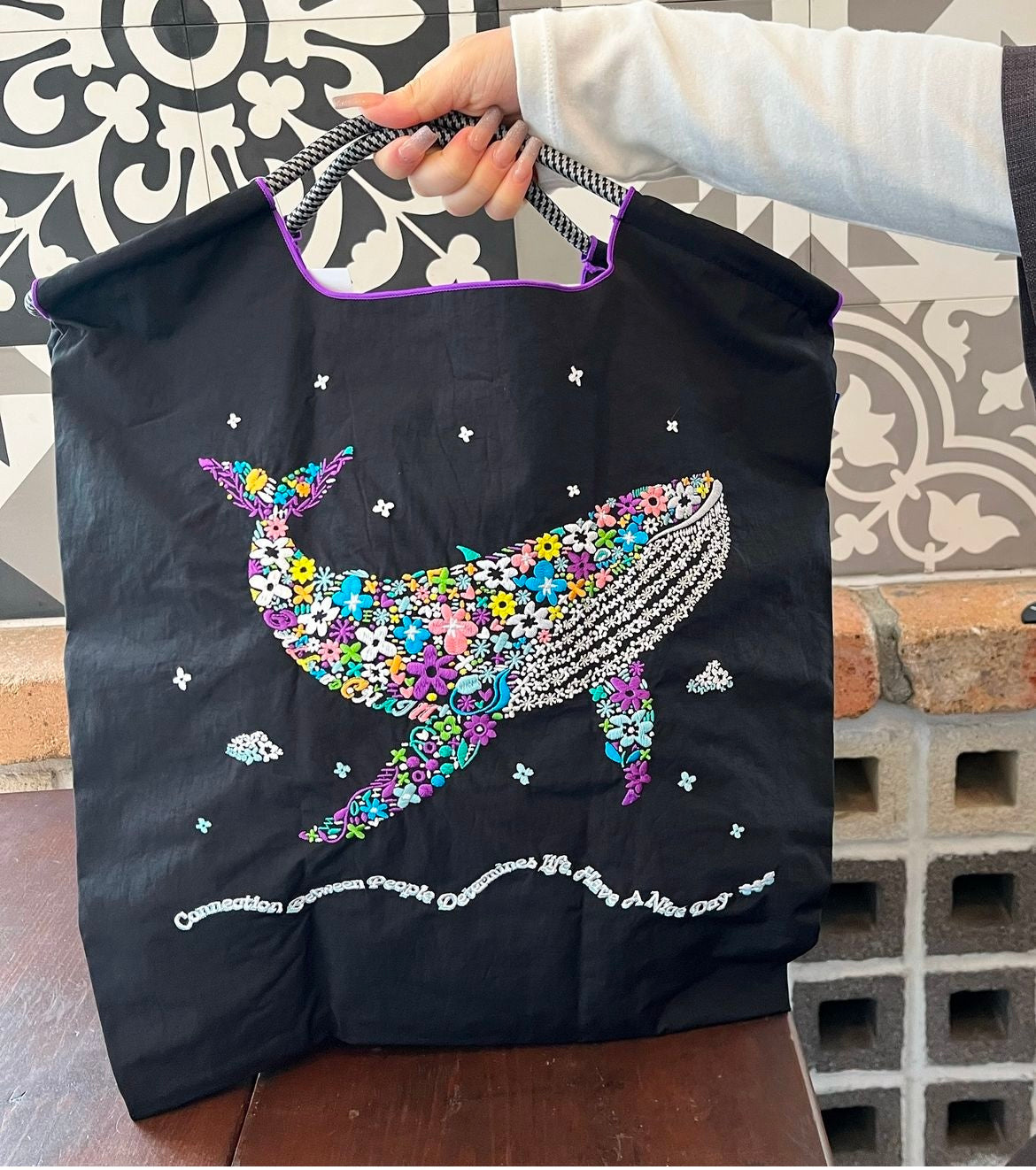 F.Whale(Flower Pattern Whale）M#01 BLACK-301054