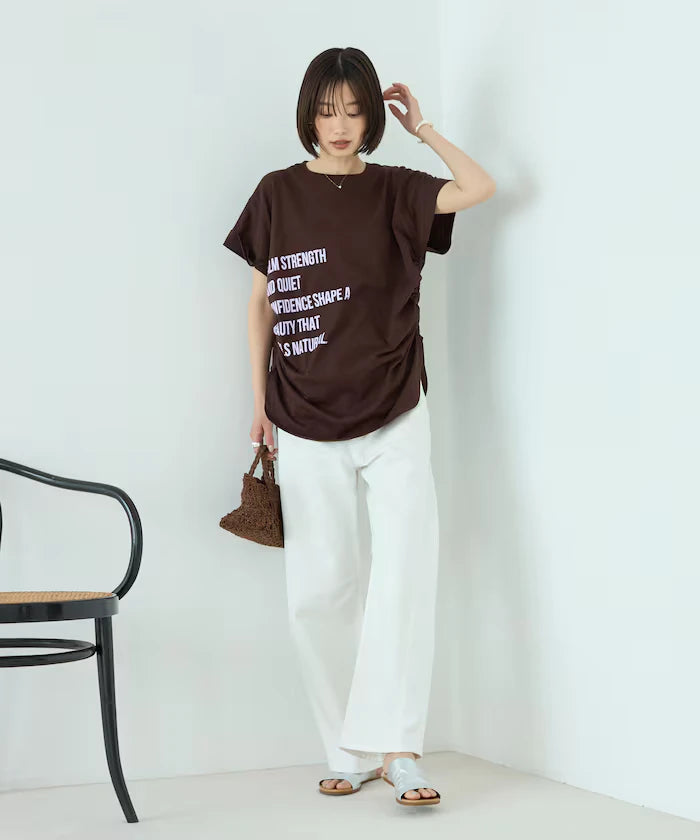 Organic Cotton Shirring Logo T-Shirt