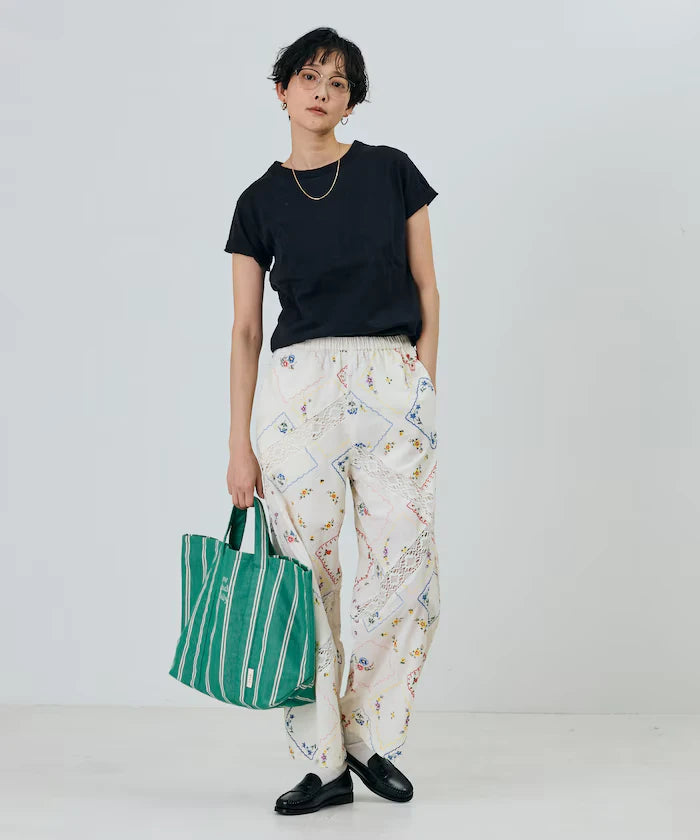 Patchwork Floral Embroidery Pants