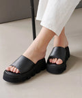 Volume Curved Sole Leatherette Covered Sandal