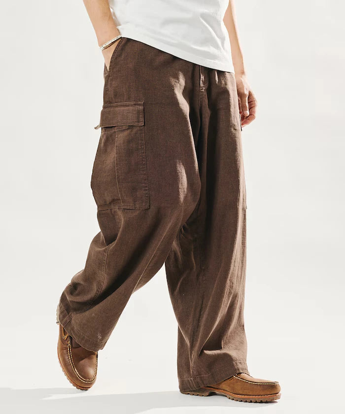 LINEN COTTON EASY CARGO PANTS 【Compatible with Set-Up】