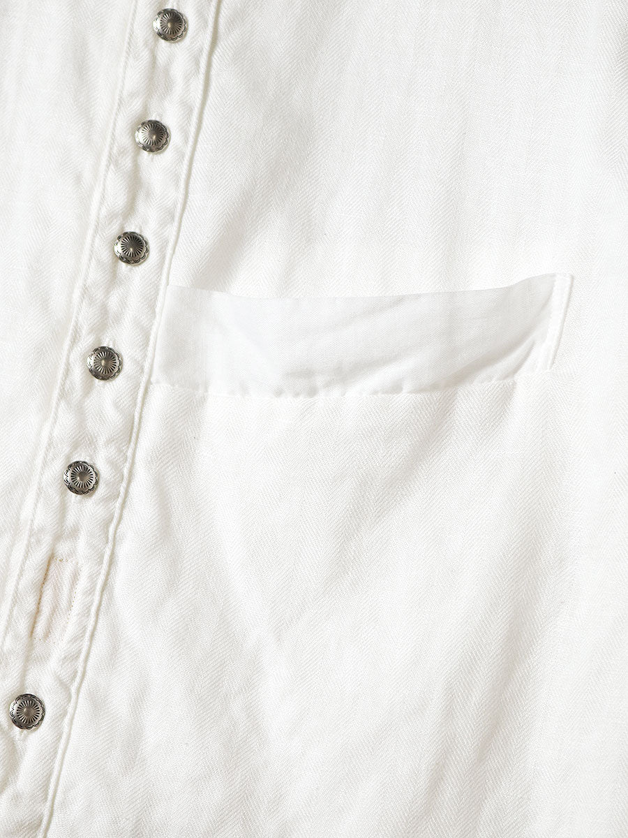 Gauze Linen Herringbone Stand Penny Shirt