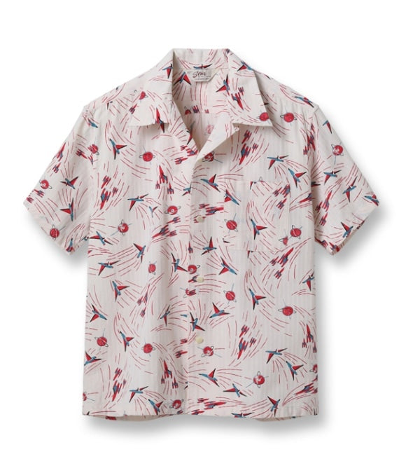 DOBBY COTTON OPEN SHIRT “SPACE SHIP