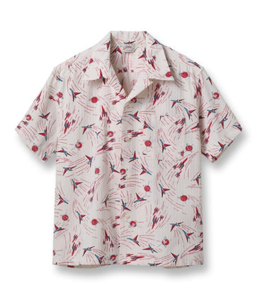 DOBBY COTTON OPEN SHIRT “SPACE SHIP