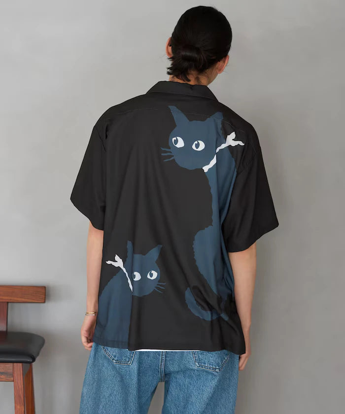 Open Collar Big Pattern Short Sleeve Shirt / Big Silhouette