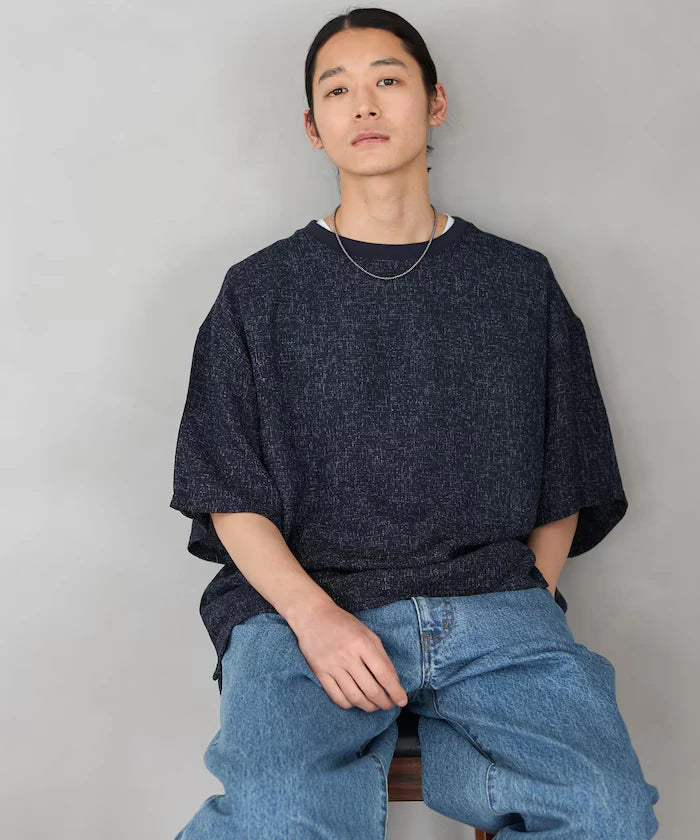 Dry Touch Summer Tweed Short Sleeve Crew Neck