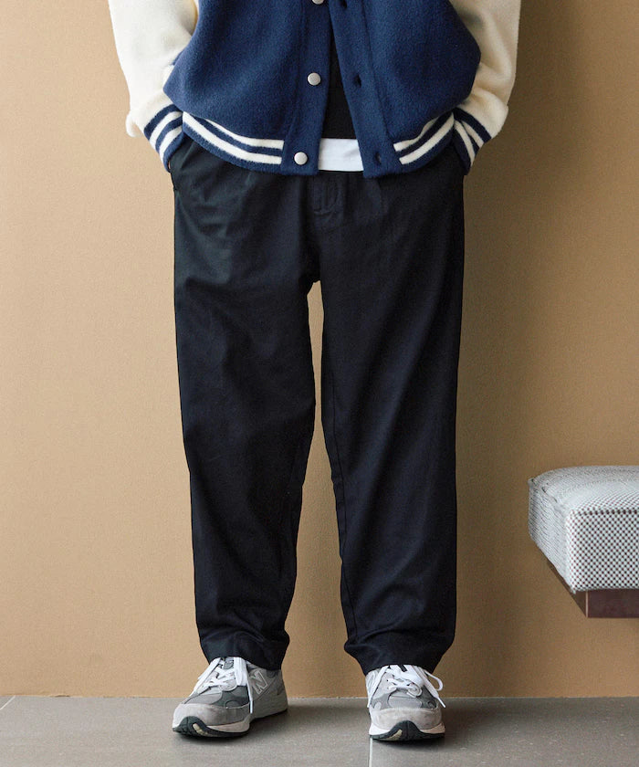 Wide Silhouette Drawstring Chino Pants / Tapered Silhouette Easy Chino Pants