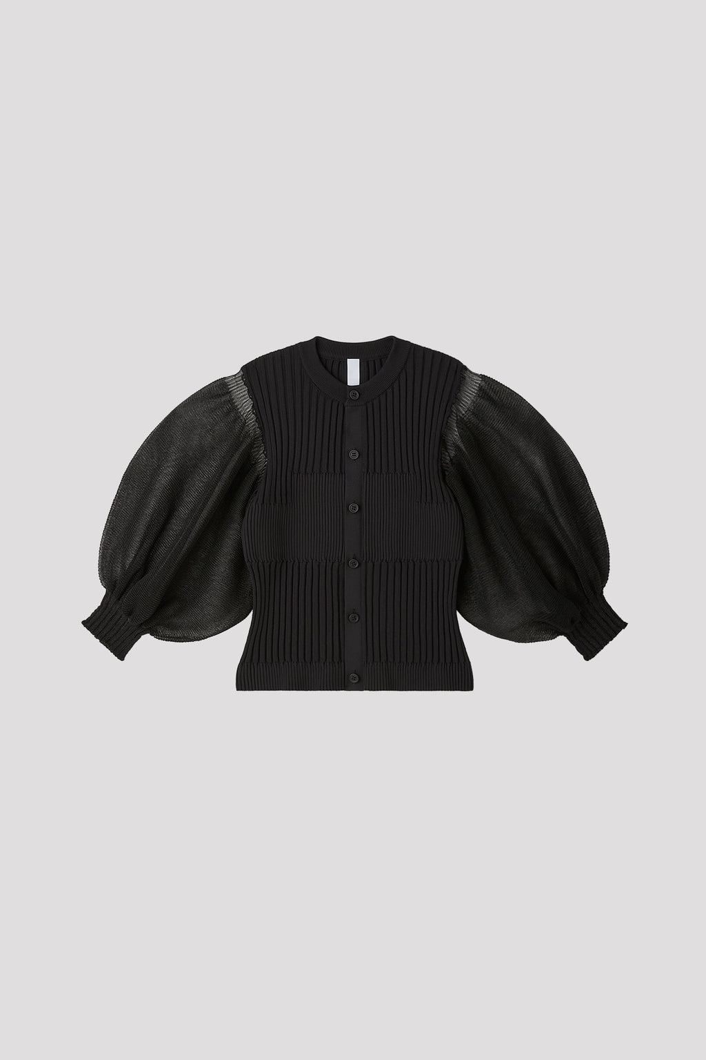 FLUTED LUCENT PUFF SLEEVE CARDIGAN