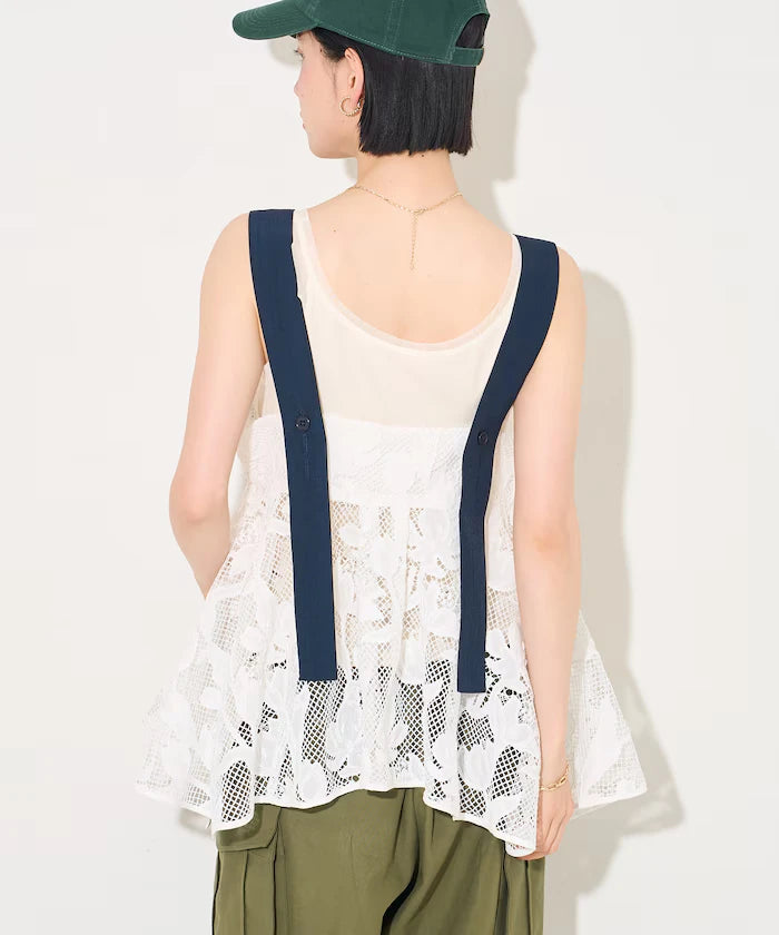 Flower Motif Batten Lace Iris Hem Camisole Top 【Limited Edition】