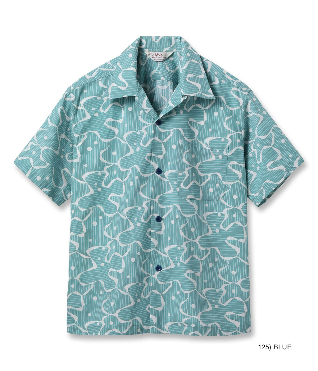Typewriter Cotton Open Shirt "Water Surface"