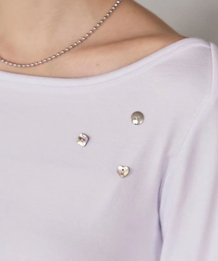 Many Button Cotton Modal Long Sleeve T-Shirt
