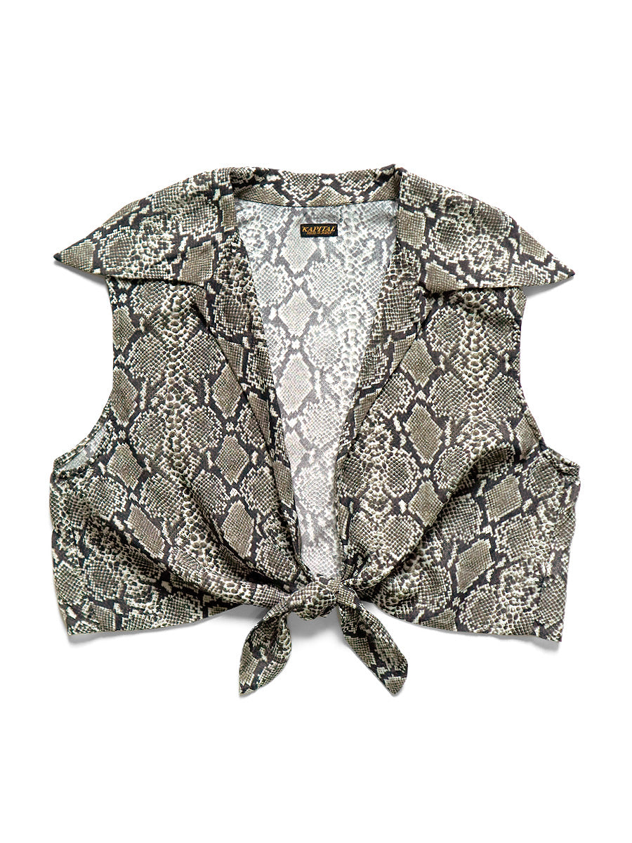 Silk Rayon Snake Pattern Langle Color Sleeveless Blouse...